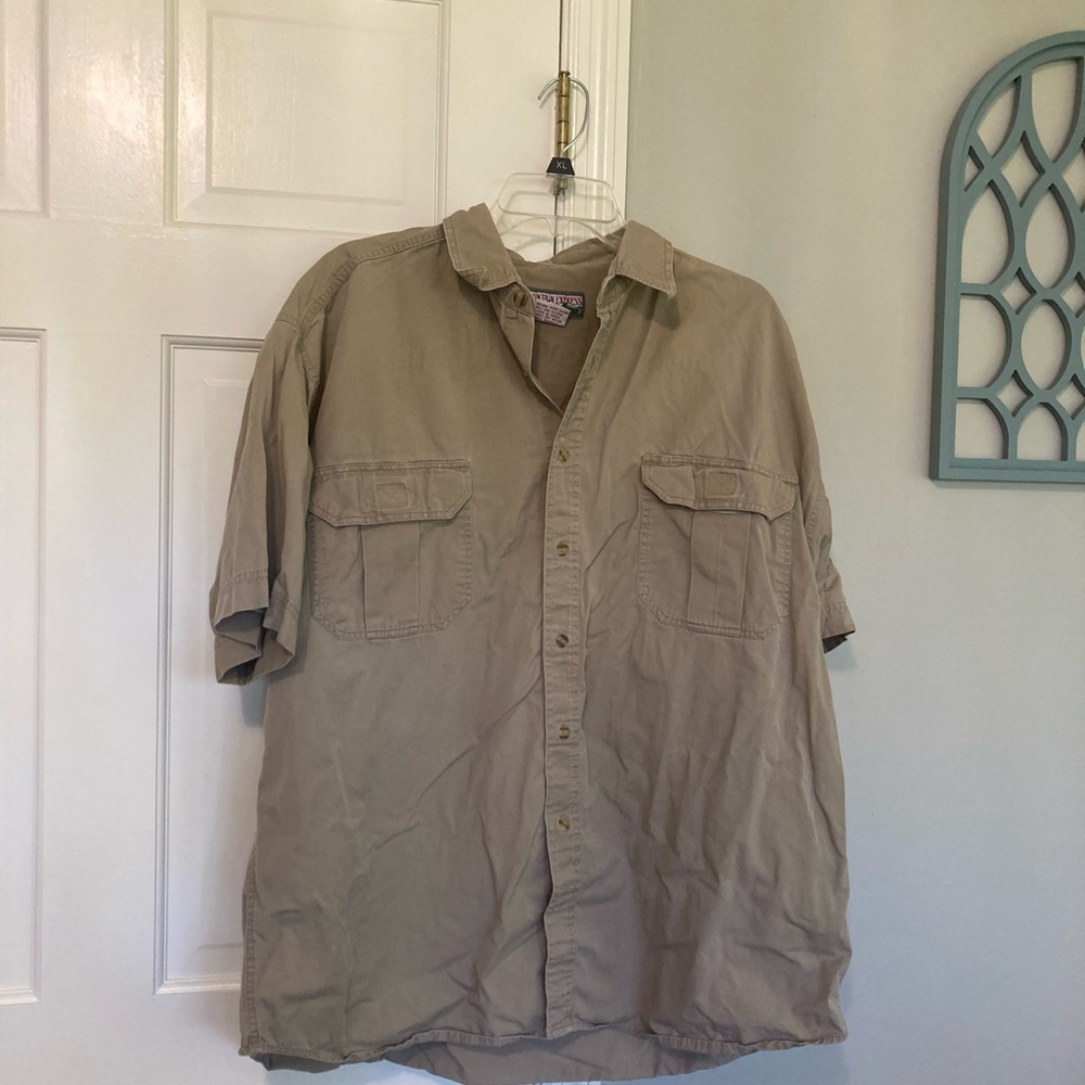 Men's Casual Button Down Shirt - Tan